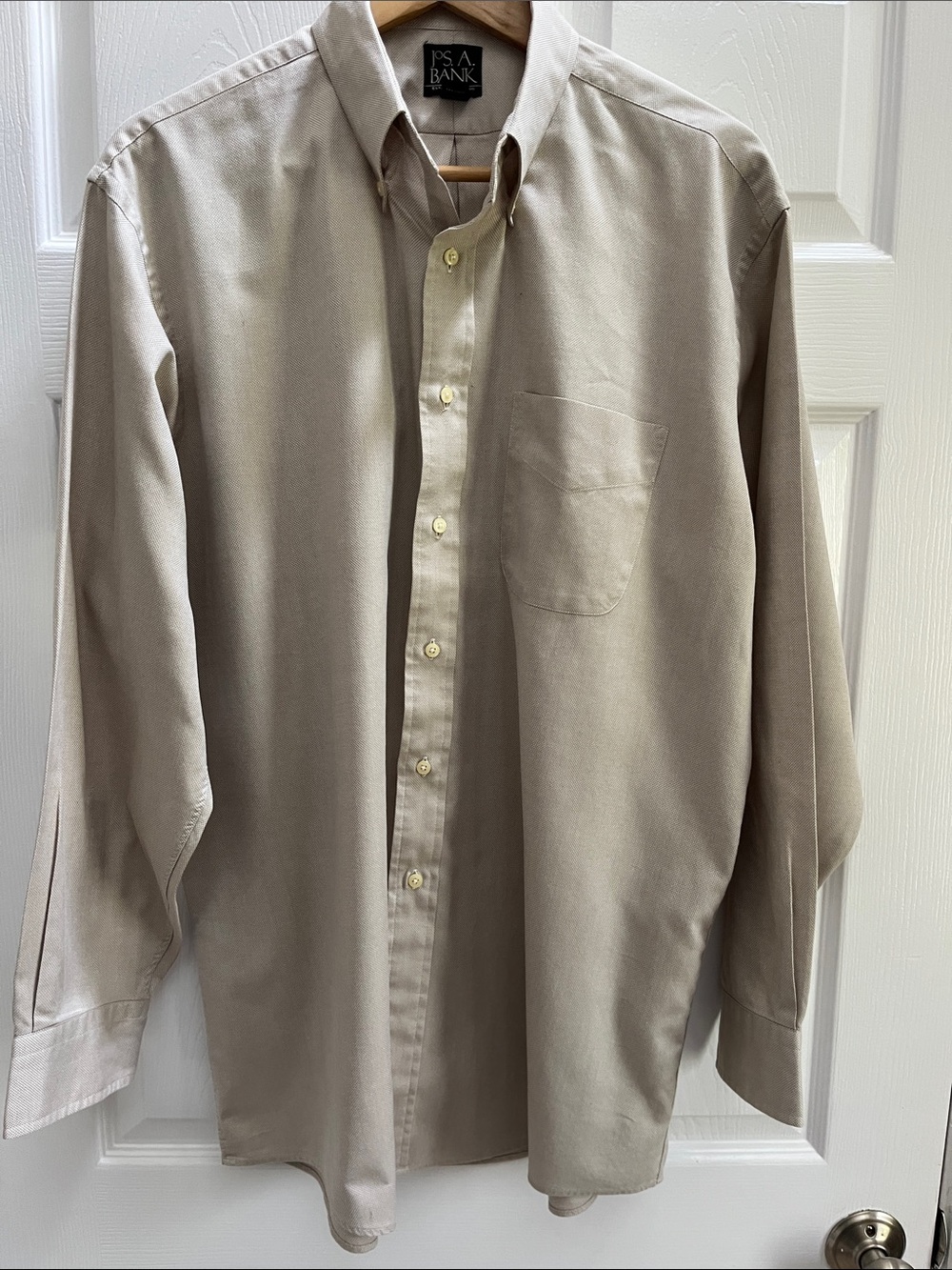 Jos. A. Bank Beige Long-Sleeve Dress Shirt